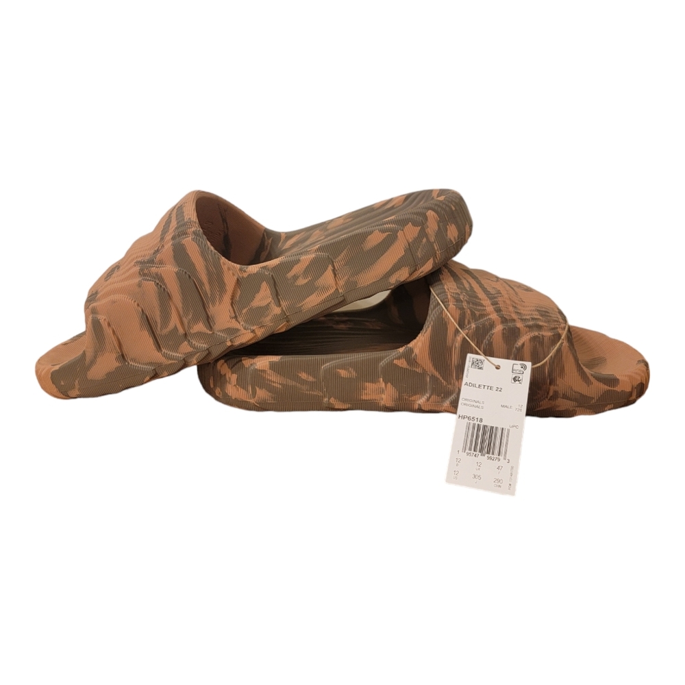Adidas Adilette 22 original Slide Sandal Clay Earth Black HP6518 Men's Size 12